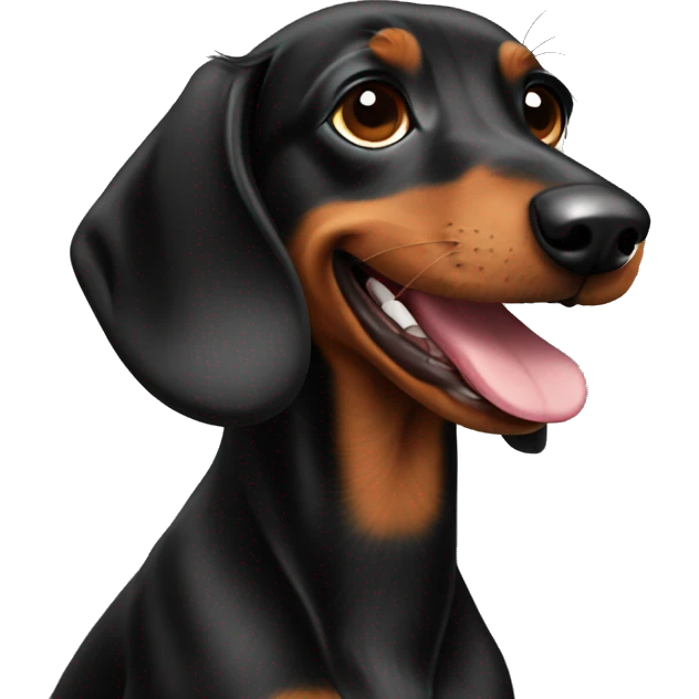dachsund, happy, head only, black\ emoji