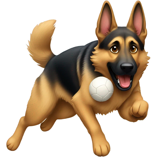 German shepherd chasing ball emoji