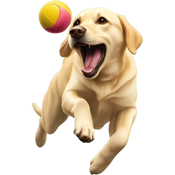 Yellow lab catching ball emoji