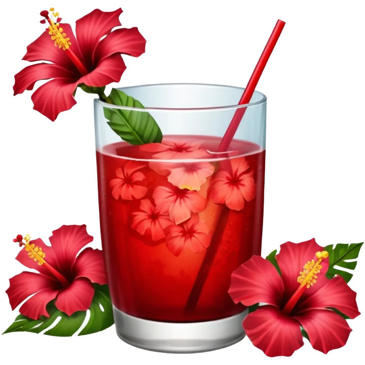 coconut drink with red flowers emoji
