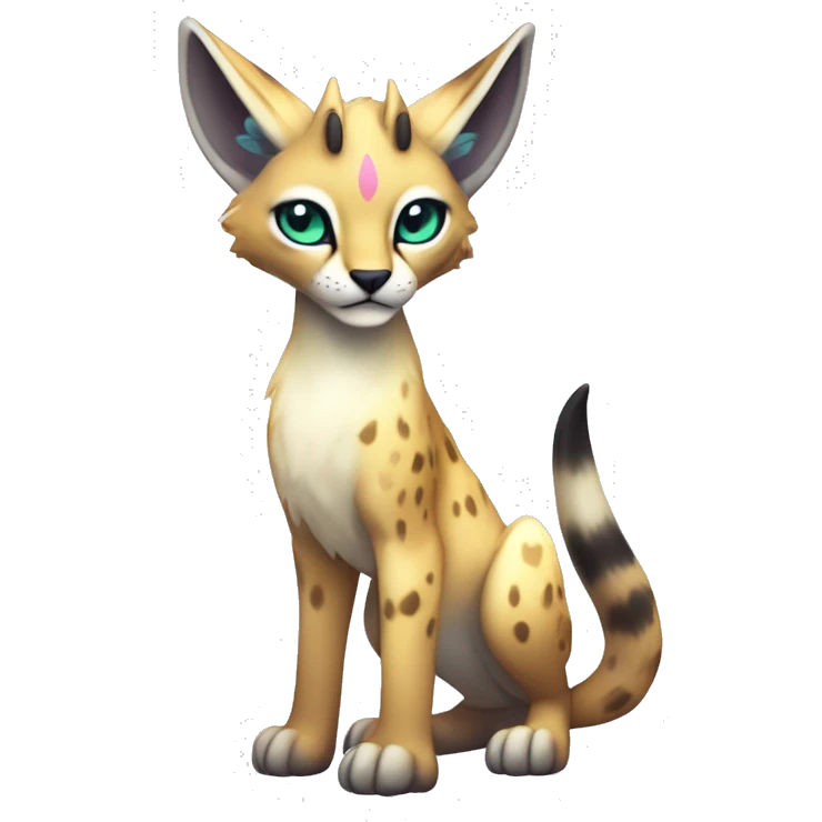 Cute Kawaii Epic Ethereal Sparkly Colorful Sergal-Serval-Caracal-Vernid full body emoji