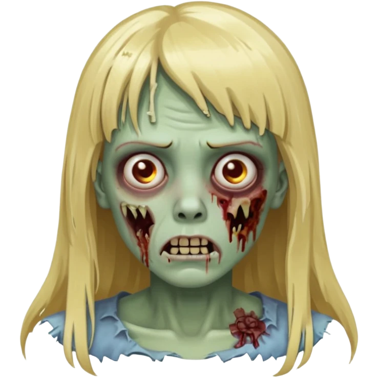 Zoombie de cabelo loiro longo de franja quadrada  emoji