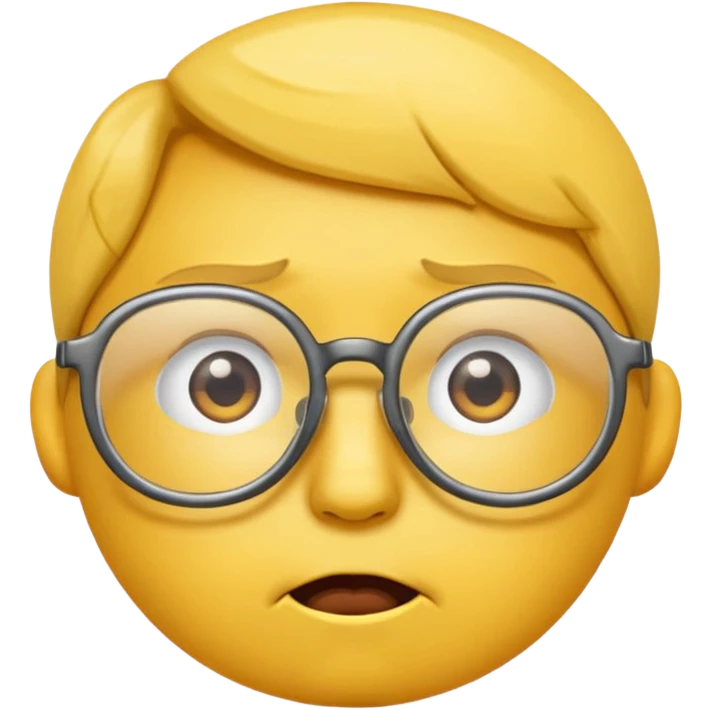 emoji with glasses pointed down, tired expression  emoji