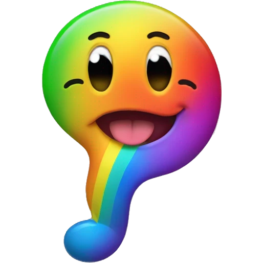 A rainbow-colored emoji sticking out its tongue emoji