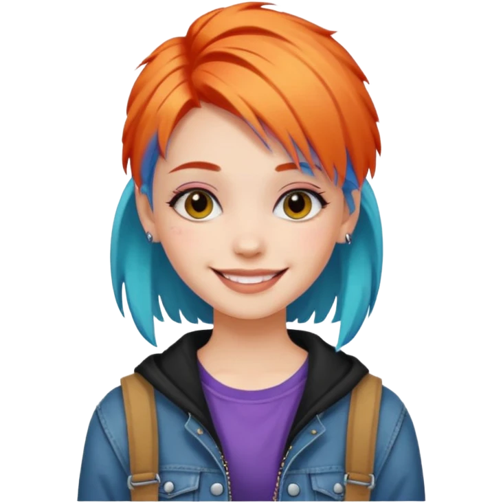 stylish teen girl and dyed her hair, grunge outfit emoji