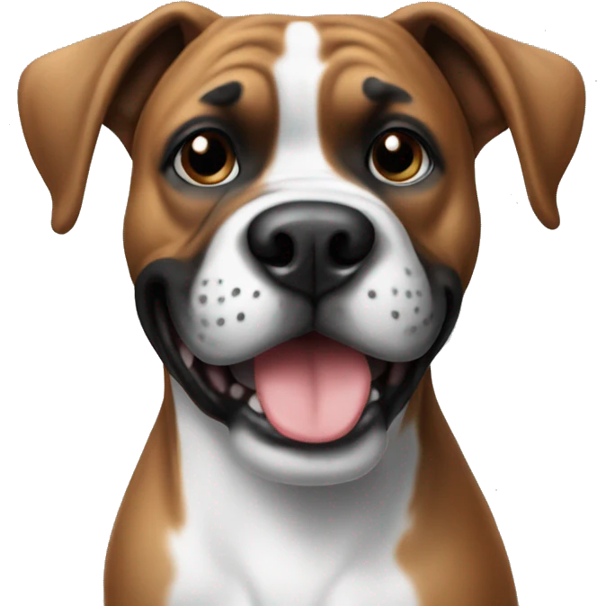 Dog boxer black and white with smile  emoji