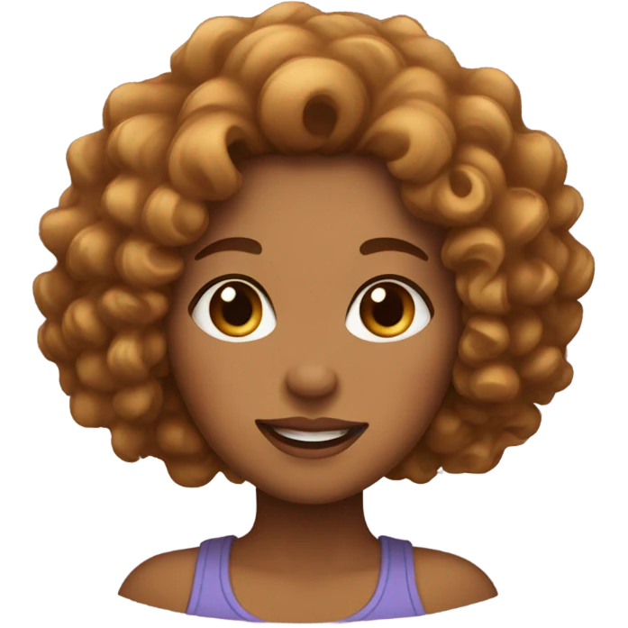 a woman with curl hair and caramel skin (the colour) emoji