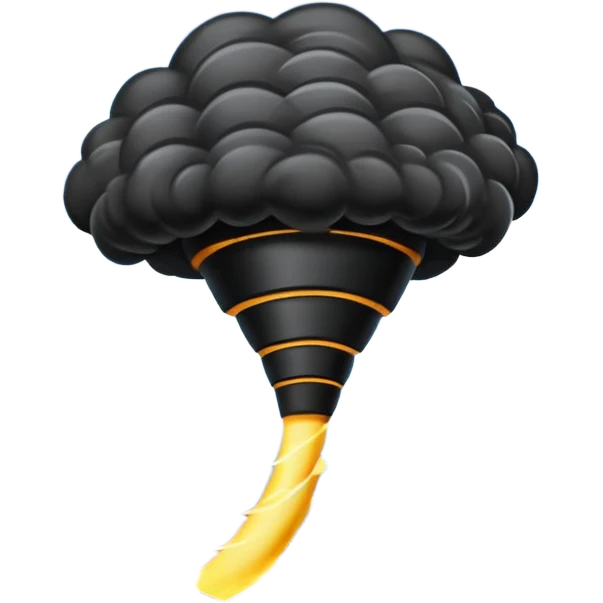 A Discord emoji of a dark, stylized tornado with lightning bolts inside a black circular frame. High contrast, aggressive lines, white background. emoji
