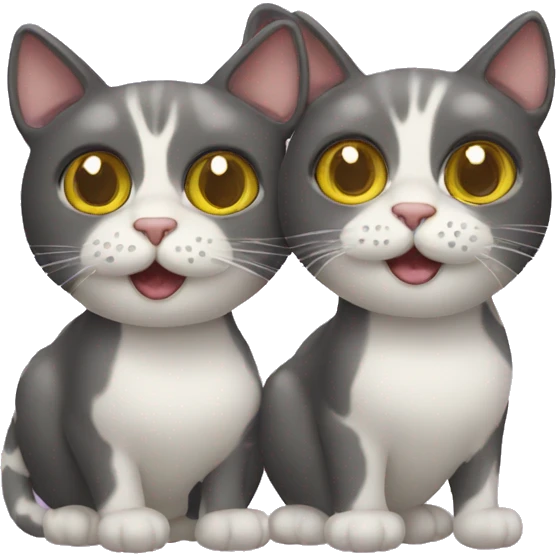A two headed cat with fisheyes emoji