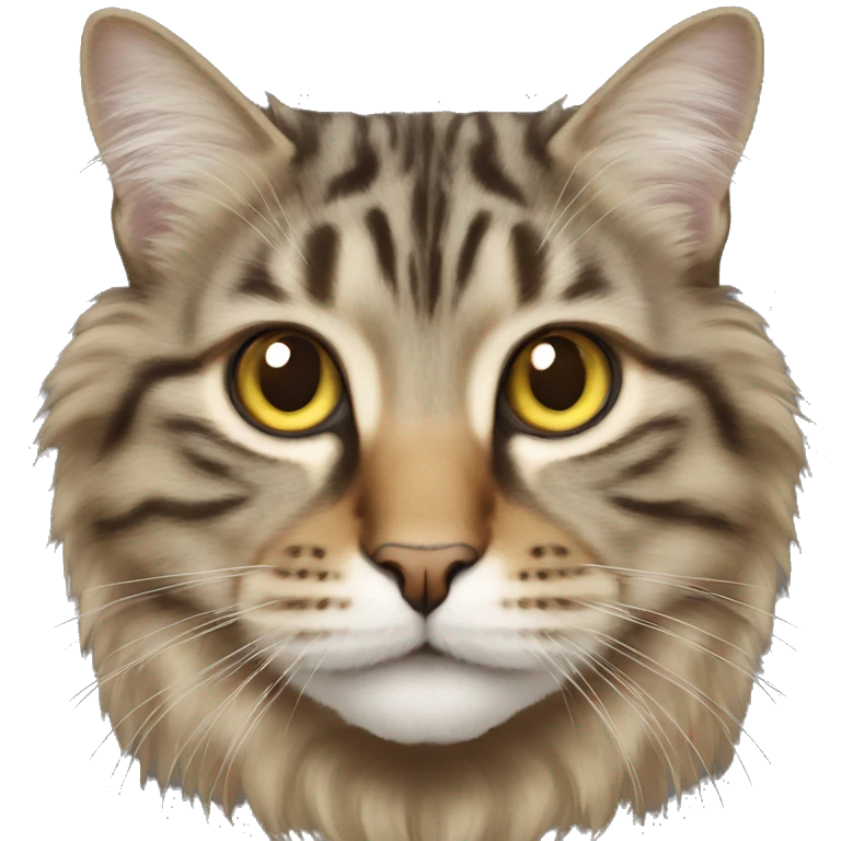Long haired tabby cat face emoji