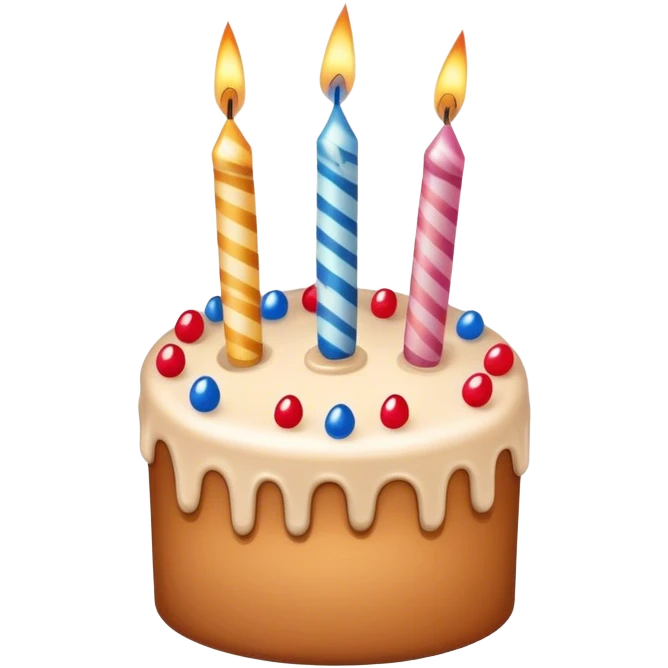 Beige birthday cake with sparkler candles emoji
