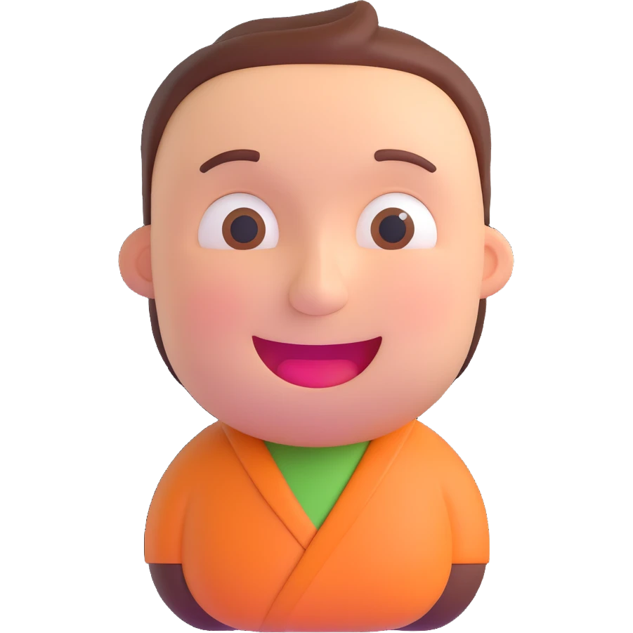 emoji of a cheerful man with a rounder face and body emoji