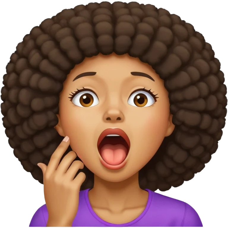 Yawning girl with Afro  emoji