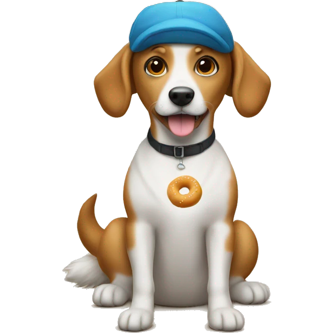A bagel wearing a dog hat emoji