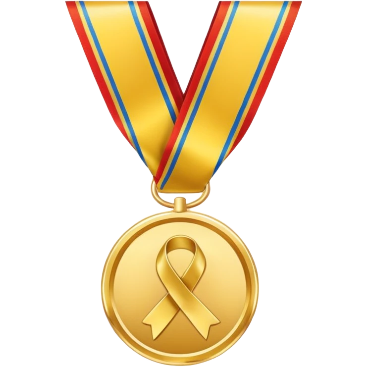 JUST THE CIRCLE  golden medal with a glossy finish, featuring a central gold awareness ribbon symbol emoji