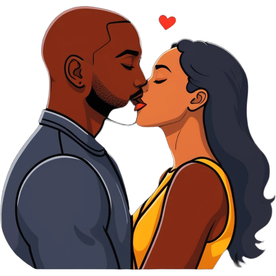 Beso entre una morena y un moreno emoji