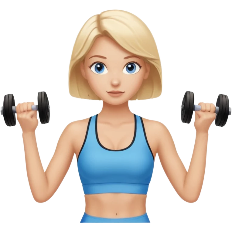 Whit girl blue eyes blond hair sports bra teaching spin class emoji