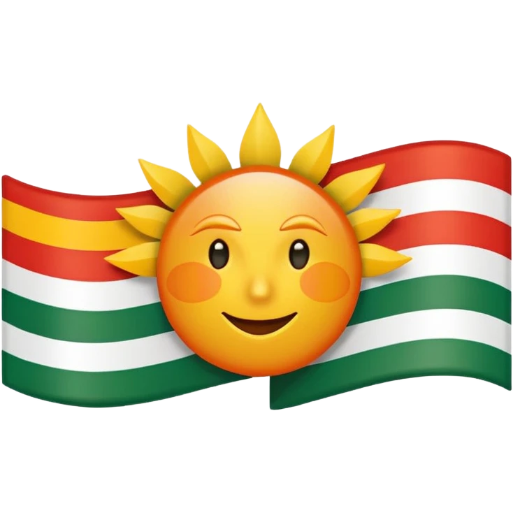 Flag with with 1 red, 1 white and 1 green (in that order) horizontal and an orange/yellow pointed sun in the middle emoji