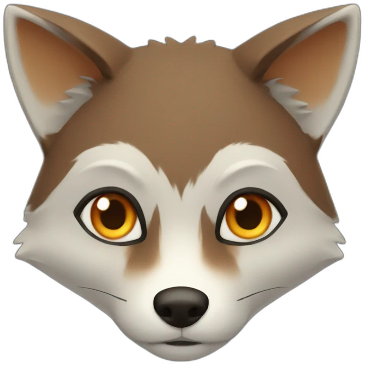 a small dark brown fox with orange eyes with a dark green hood emoji