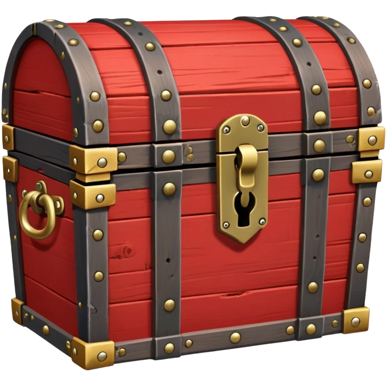 A red wooden treasure chest from an RPG, with metal hinges and a lock emoji