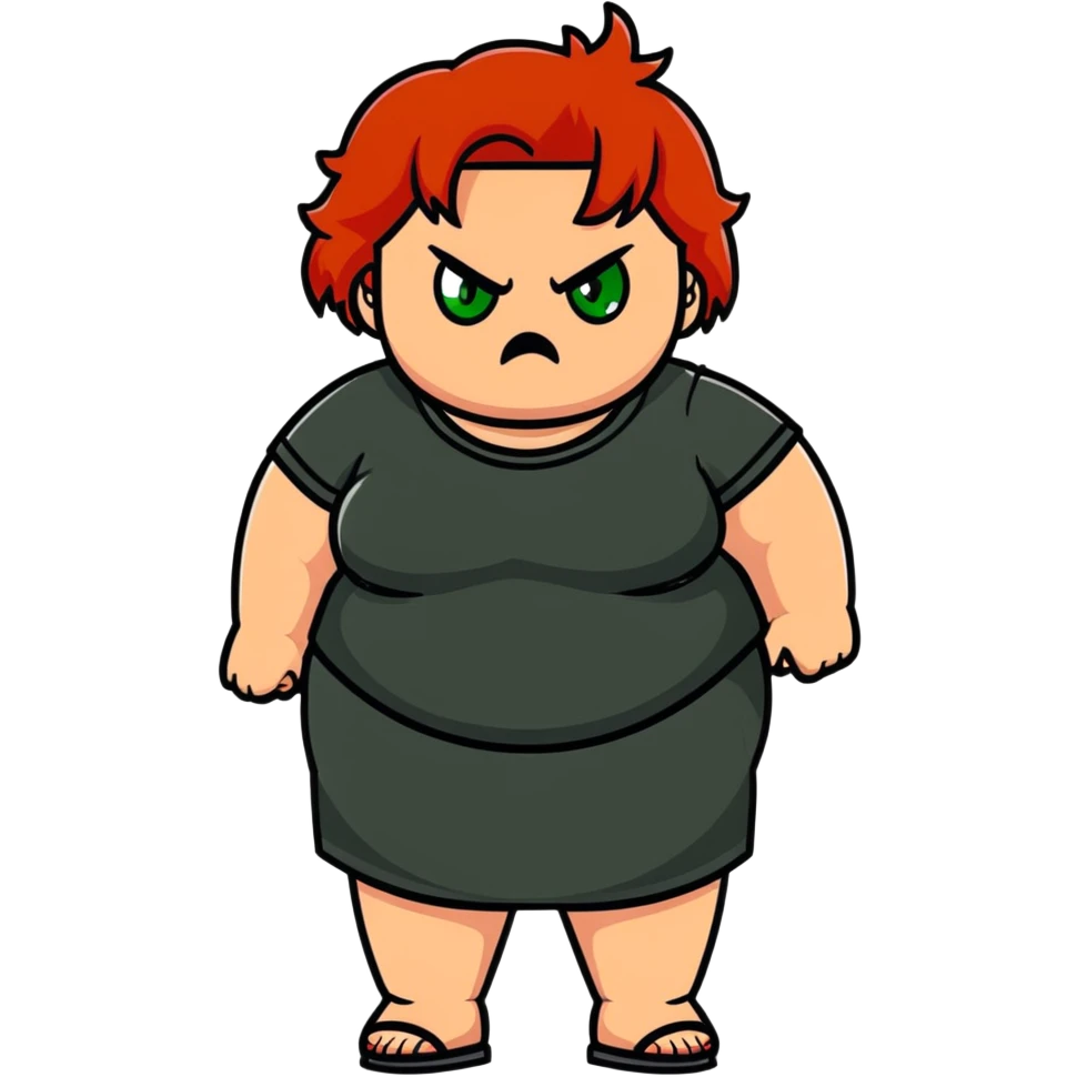angry overweight girl with red hair and green eyes emoji