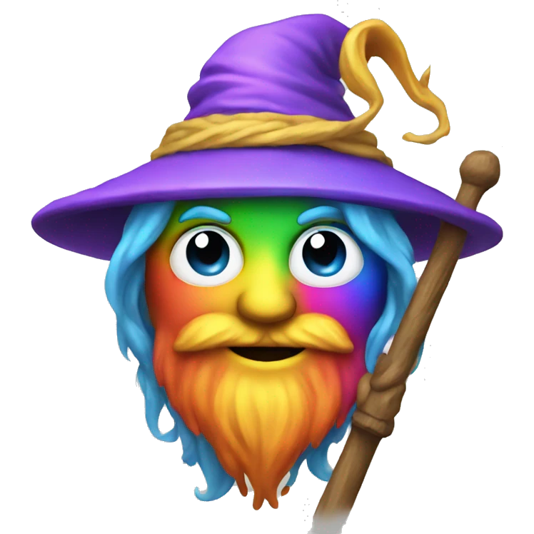rainbow wizard with staff emoji