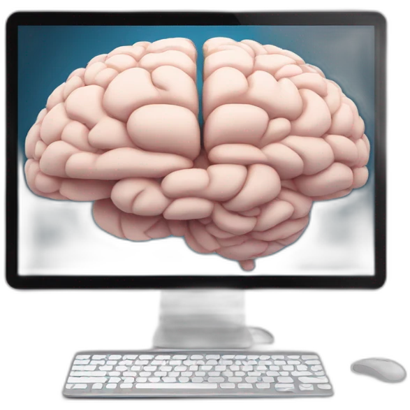 PC with brain on screen emoji