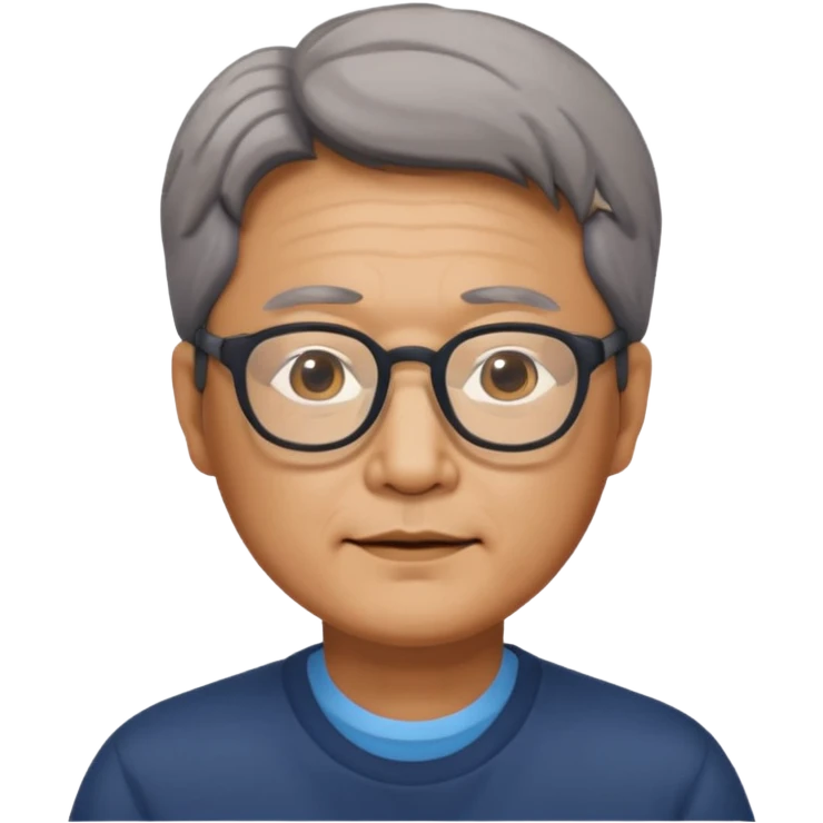 안경을 낀 50대 표준 체격의 한국인 남성 emoji