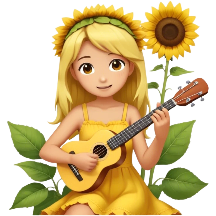 Anime Sunflower playing ukulele emoji
