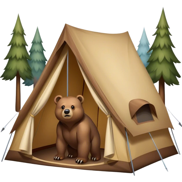 a bear approaching a tent looking away from the camera emoji