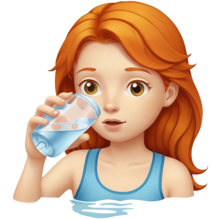 Ginger girl drinking water emoji