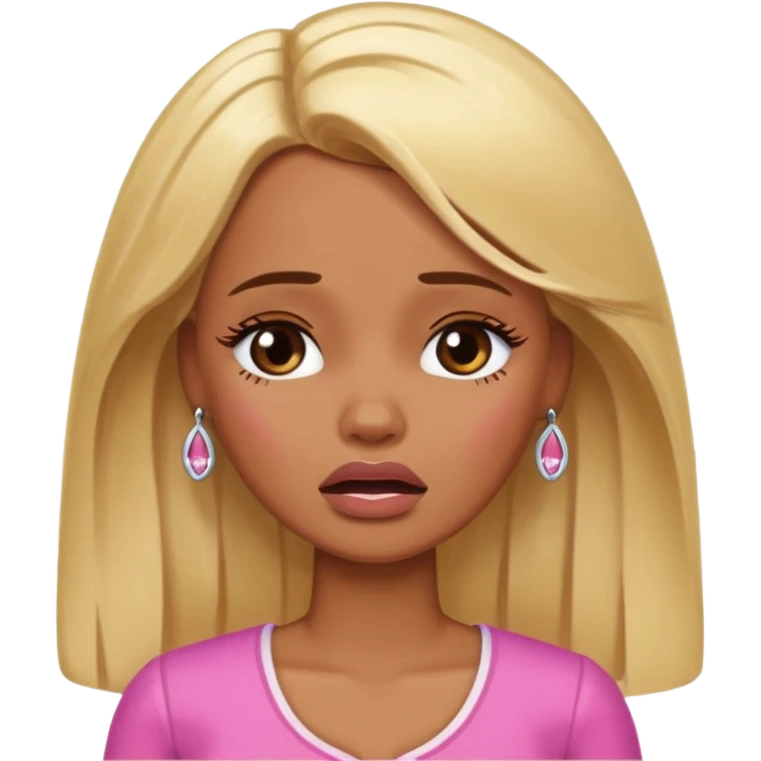 brown skin blonde barbie crying emoji