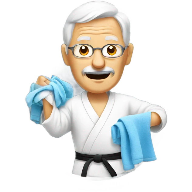 Karate old man doing laundry  emoji
