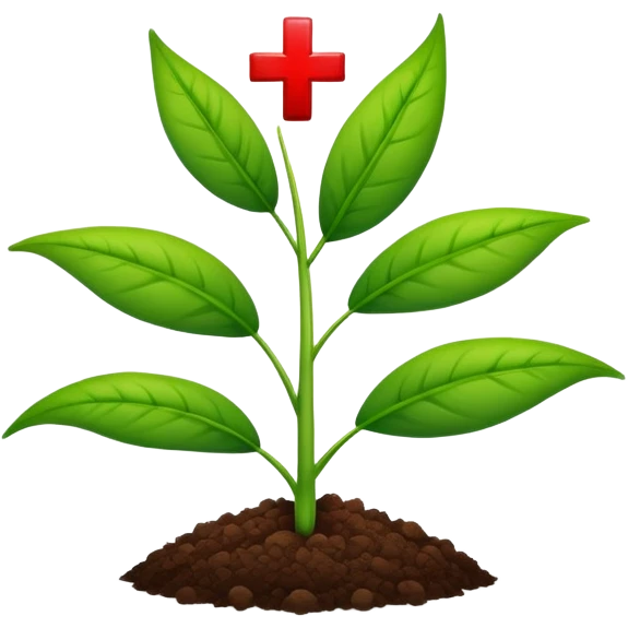 green plant with a red medical cross symbolizing agriculture and health emoji