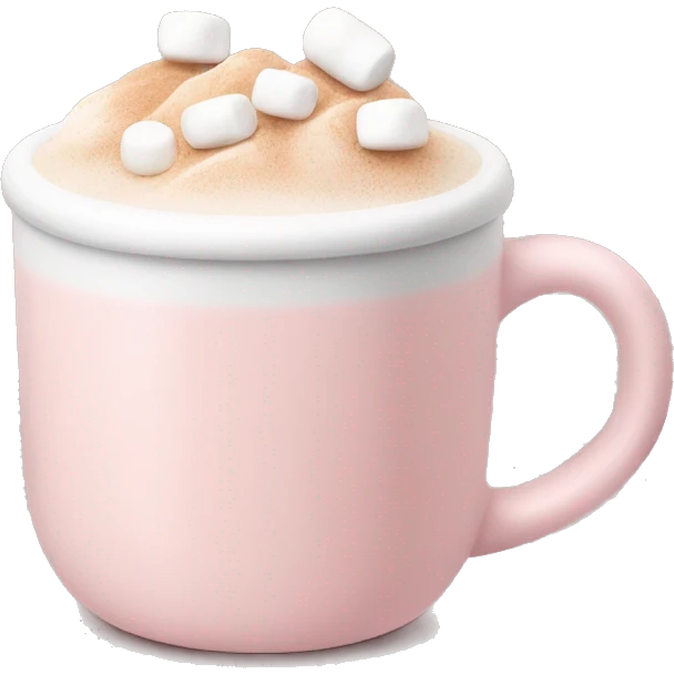 Light Pink mug of latte with marshmallows  emoji