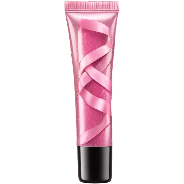 pink shimmer lip gloss with ribbon emoji