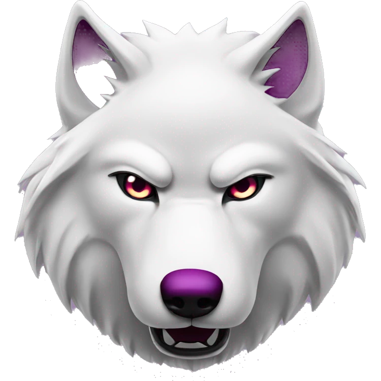 angry white wolf with dark magenta eyes emoji