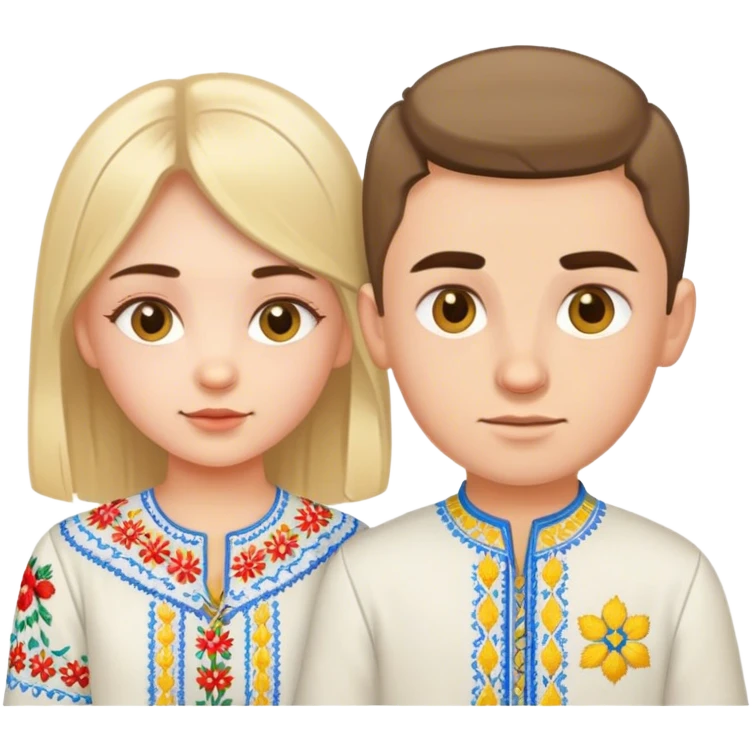 A Ukrainian girl in an embroidered shirt and a Ukrainian boy in an embroidered shirt emoji