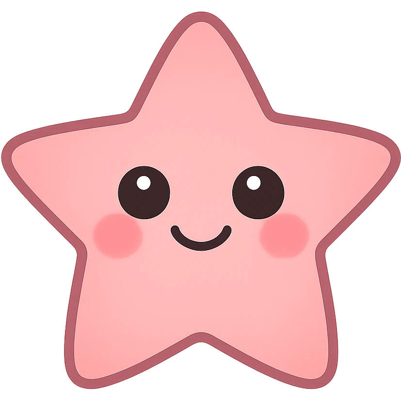 a new cute pink emoji, star-shaped, big eyes, smiling, blushing cheeks emoji