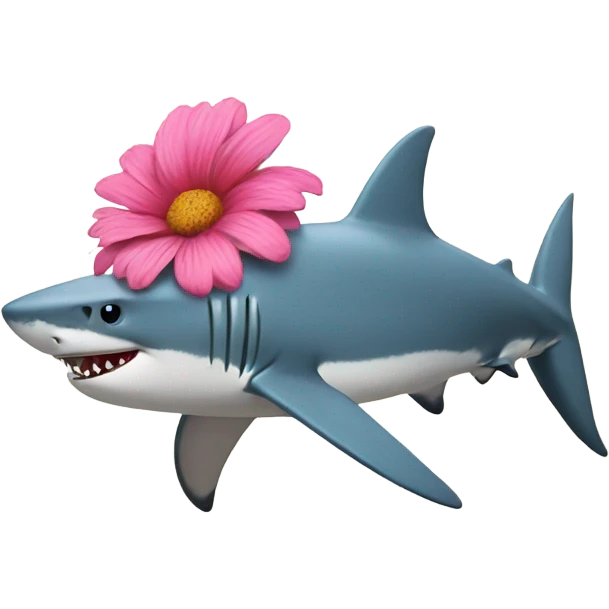 Shark with a flowe emoji
