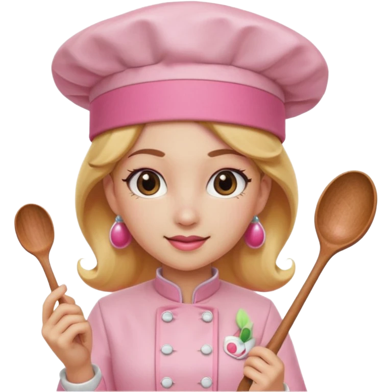 Pink chef hat princess peach with a hand and spoon emoji