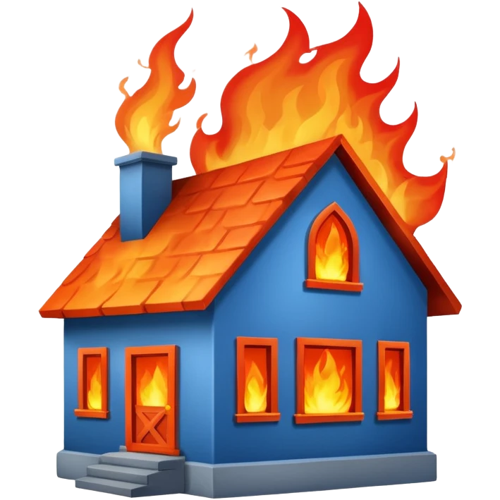 blue house burning down emoji