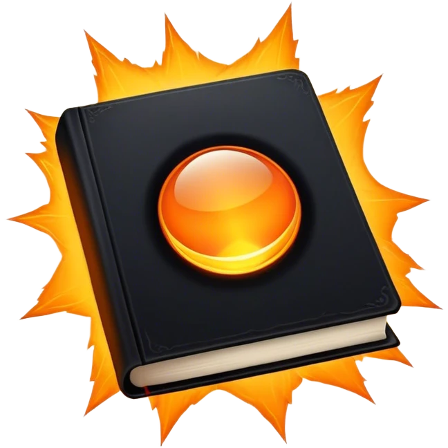 A bright orange book with a black, bold X with an edgy texture, exuding energy and pure, unapologetic confidence..orange halo aura.. unstoppable emoji