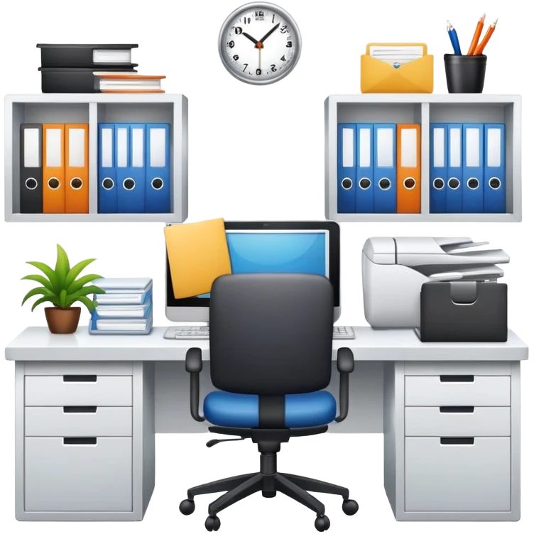 generate realistic detailed office in 3d style emoji