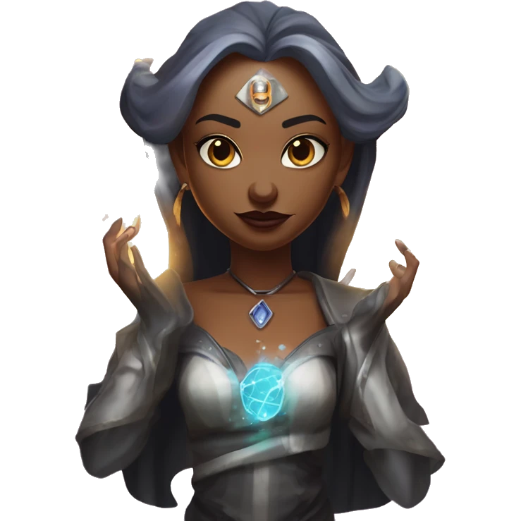 "Technomancy is the use of magic or mystical powers to control and manipulate technology” + "It's kind of like cyberpunk magic or how in some games, characters hack into systems using magic." 🖥️⚡🧙‍♂️ Make a ancient vampire technomancy goddess emoji