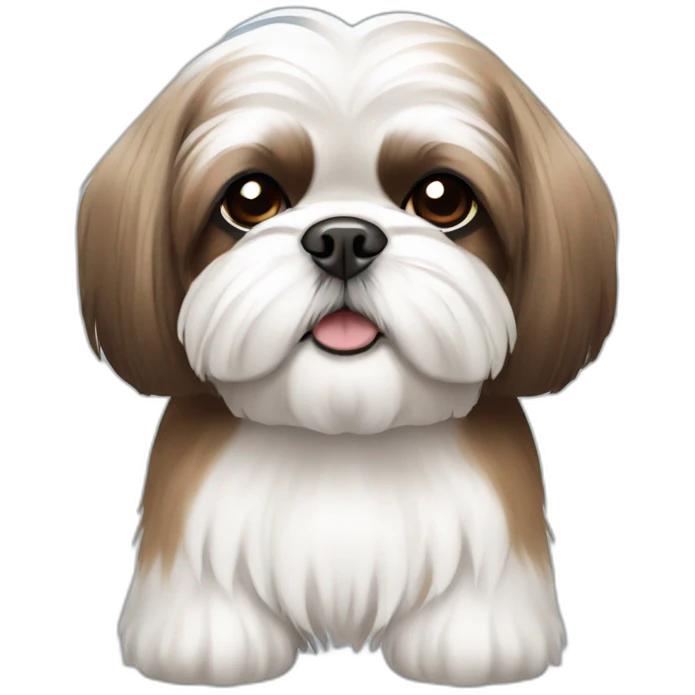 white and brown shih tzu in smooth hair emoji