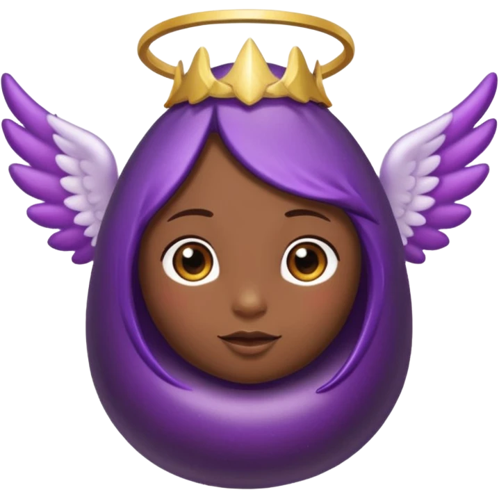 Realistic eggplant from the side wearing an angel halo emoji