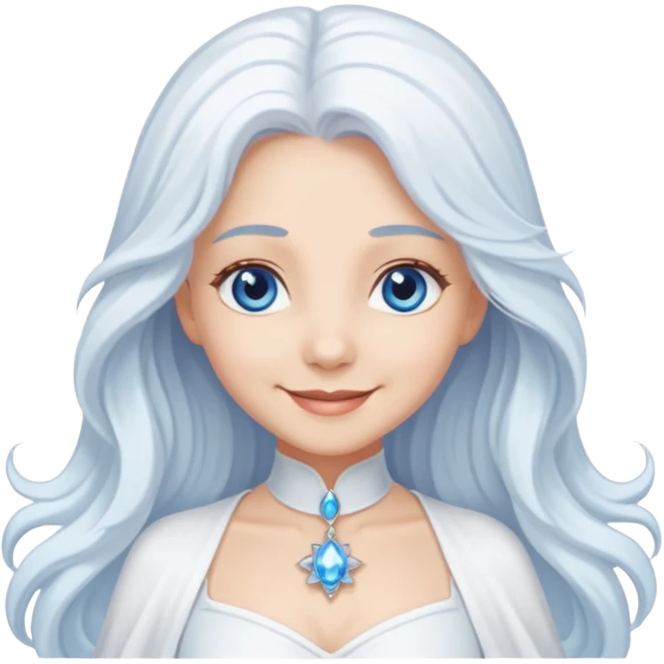 Good Witch of the North from The Wizard of Oz with light skin, blue eyes, long white hair, white outfit emoji