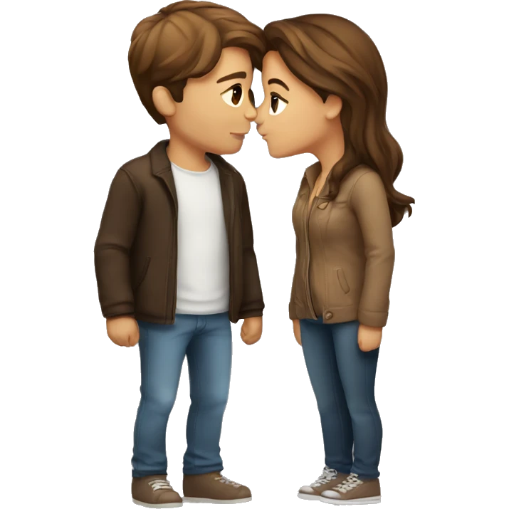 Cute couple with Brown Hair Kissing  emoji
