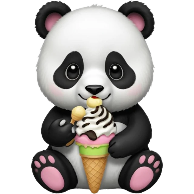 Panda eating ice cream emoji